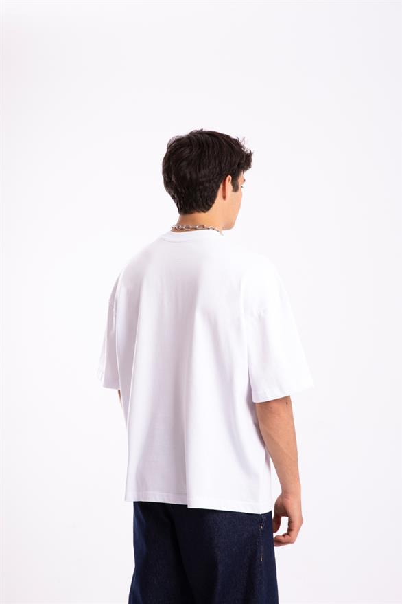 Flaw Atelier Flawless Spray Printed Beyaz Oversize Tshirt