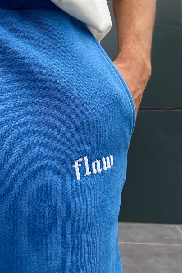Flaw Atelier Nakışlı Saks Mavi İçi Pamuklu Outfit Şort