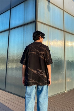 Half Batik Siyah Oversize Tshirt