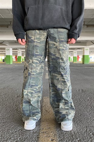 Kamuflaj Desen Cargo Pocket Extra Baggy Pants