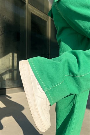 Kargo Cepli Yeşil Baggy Jean