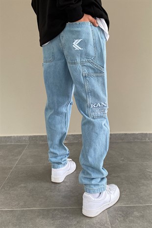 Karl Kani Urban Style Distressed Sky Blue Carrot Fit Jean