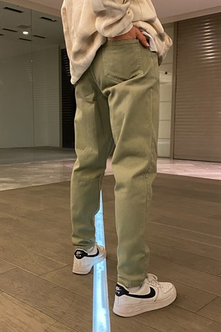 Khaki Dad Fit Basic Pants