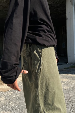 Lastikli Yeşil Paraşüt Kumaş Pantolon