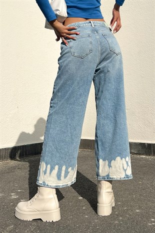 Leg Painted Buz Mavi Baggy Jean