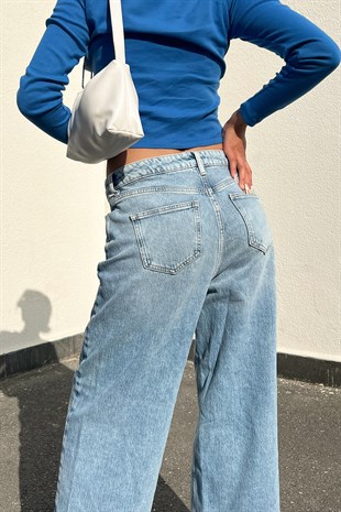 Leg Painted Buz Mavi Baggy Jean