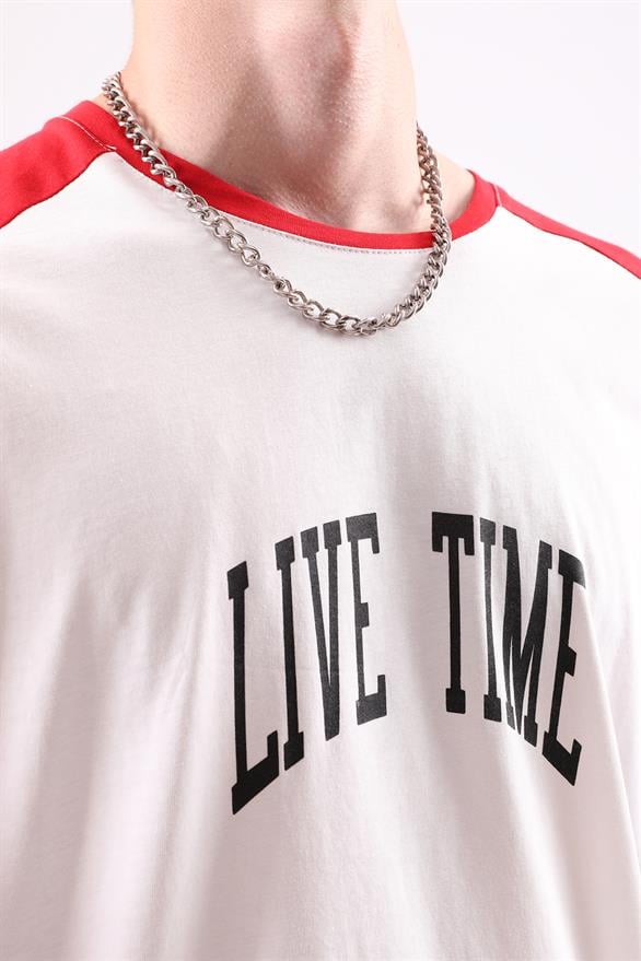 Live Time Baskılı Oversize Tshirt