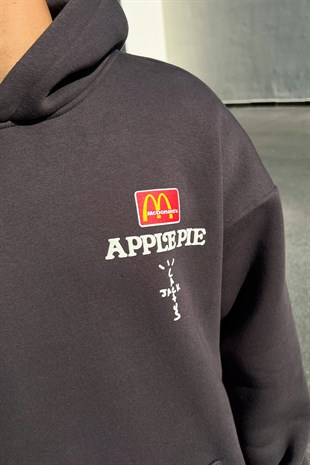 M Apple Pie Baskılı Füme Oversize Sweatshirt