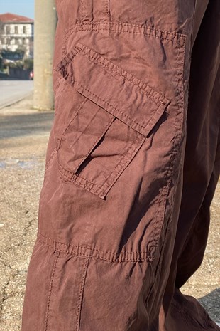 Mini Cep Extra Baggy Fit Kahverengi Pants
