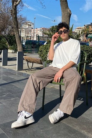 Mini Cep Extra Baggy Fit Khaki Pants