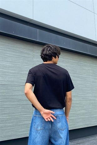 Night Driver Baskılı Siyah Oversize Tshirt