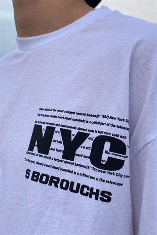 NY City Oversize Beyaz Tshirt