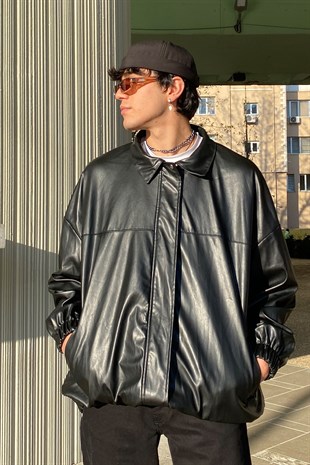 Oversize Bomber Premium Leather Jacket