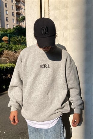 Oversize Printed Offcl LightGray Hoodie