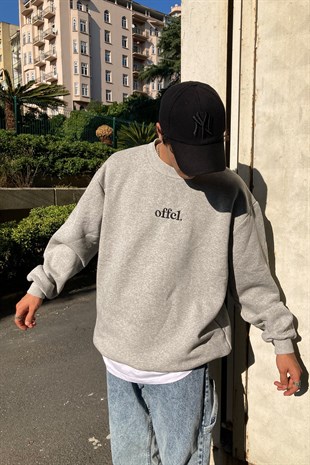 Oversize Printed Offcl LightGray Hoodie