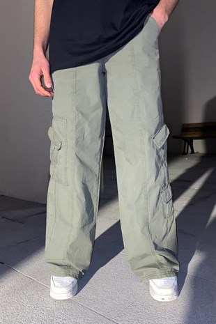 Pastel Khaki Cep Detay Extra Baggy Fit Pant