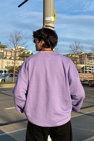 Pastel Purple Oversize Basic Sweatshirt