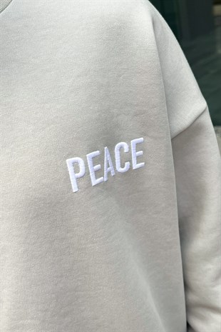 Peace Nakışlı Oversize Sweatshirt