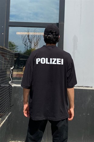 Polizei Baskılı Oversize Tshirt
