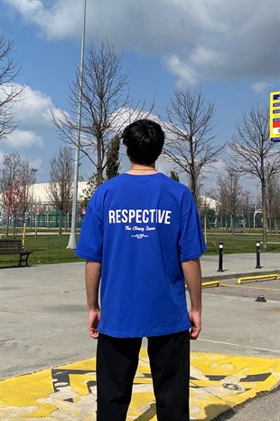 Respective Oversize Printed Blue Tshirt