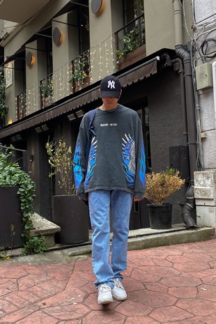 RV Angel Wings Printed Oversize Sweatshirt