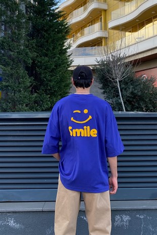 Smile Punchwork Oversize Purple Tshirt