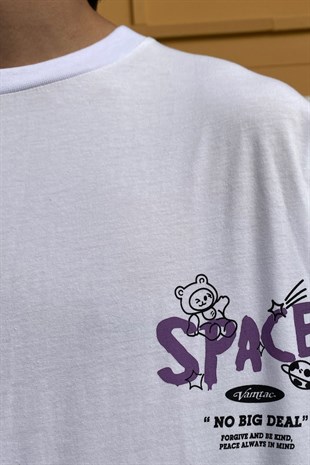 Space Rabbit Baskılı Oversize Tshirt