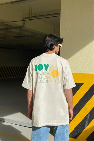 Sun&Joy Baskılı Beyaz Oversize Tshirt