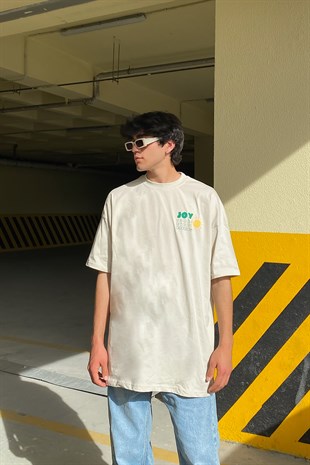 Sun&Joy Baskılı Beyaz Oversize Tshirt
