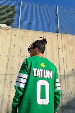 Tatum 0 Baskılı Yeşil Oversize Sweatshirt