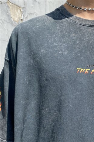 The Manger Kol Detaylı Antrasit Oversize Tshirt