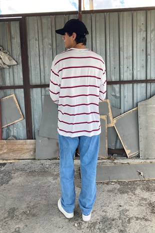 Two Color Striped Basıc Long Sleeve t-shirt