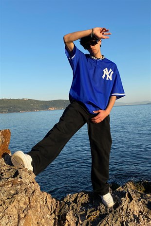 Yankees Polo Yaka Lacivert Oversize Forma
