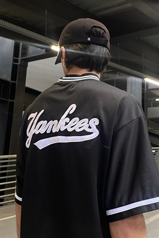 Yankees Polo Yaka Siyah Oversize Forma