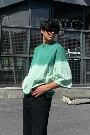 Yin-Yang Baskılı Batik Oversize Tshirt
