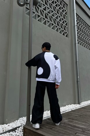 Yin-Yang Desen Siyah Sweatshirt