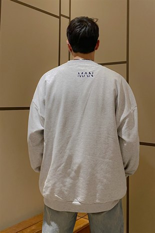 Ying Yang Oversize Printed Gri Melanj Sweatshirt