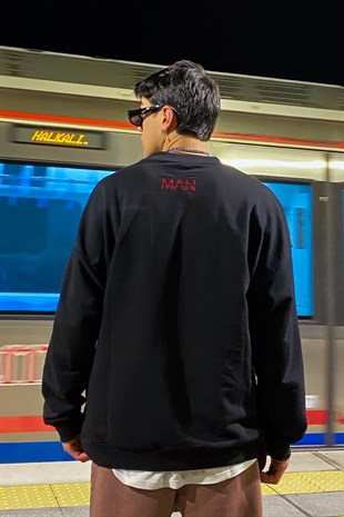 Ying Yang Oversize Printed Siyah Sweatshirt