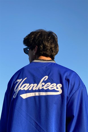Yankees Polo Yaka Lacivert Oversize Forma