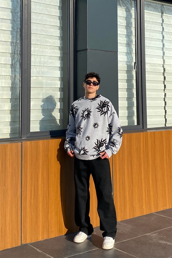 Ying Yang in Sun Oversize Printed Sweatshirt