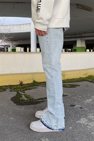Yırtmaç Detay Buz Mavi Premium Jean