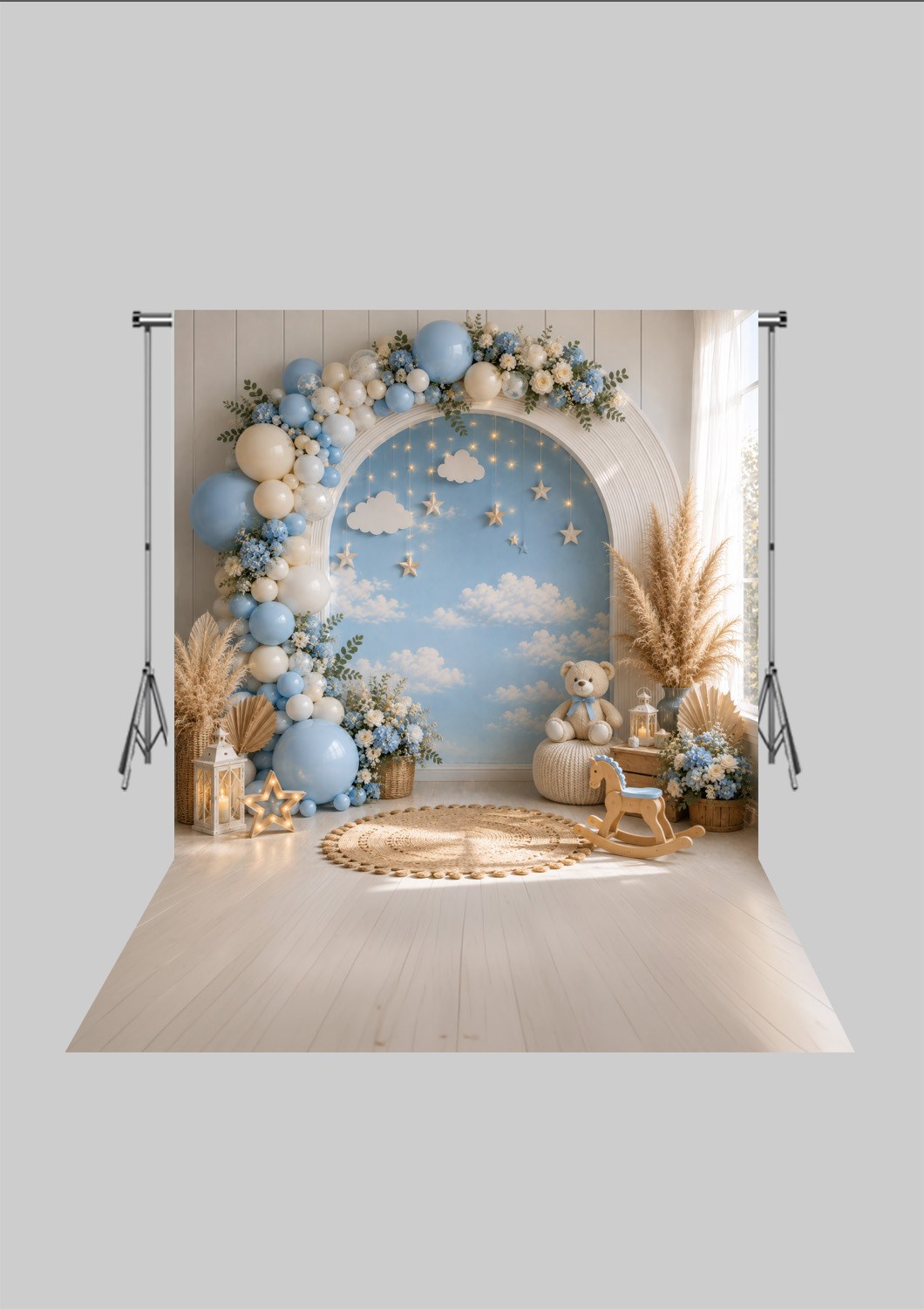 Çocuk Odası Temalı - Ayıcıklar 2 - Üç Boyutlu Çocuk Kumaş Fotoğraf Fonu - Fabric Photography Backdrop ( 2X2,5 MT)