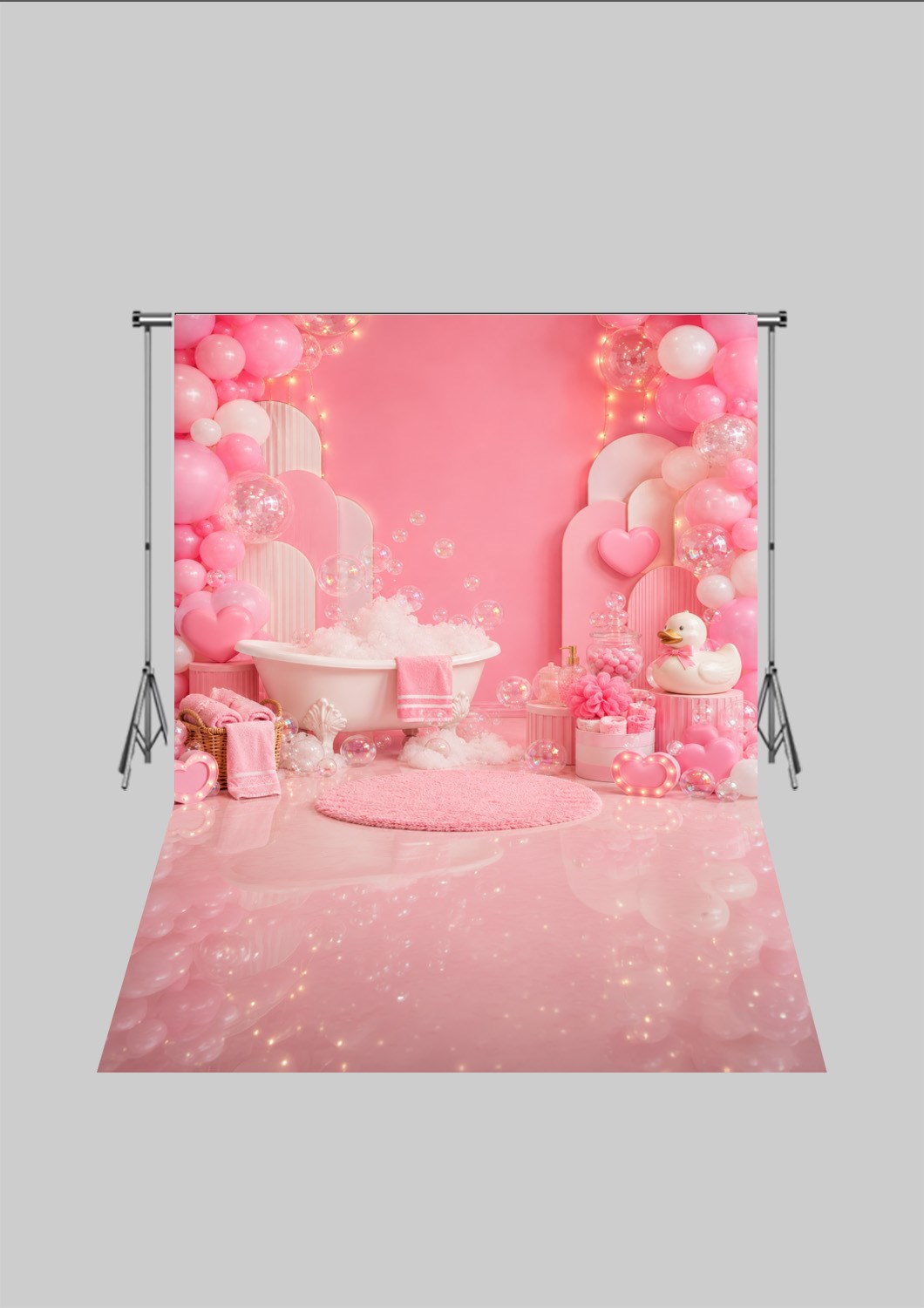 Çocuk Odası Temalı - Minnoş Pembe Ayıcıklar 4  - Üç Boyutlu Çocuk Kumaş Fotoğraf Fonu - Fabric Photography Backdrop ( 2X2,5 MT)