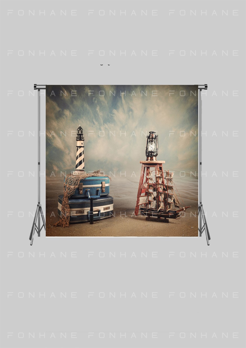Denizci Temalı Bavul Aksesuarlı Zeminsiz Çocuk Kumaş Fotoğraf Fonu( 2X1.5 MT)