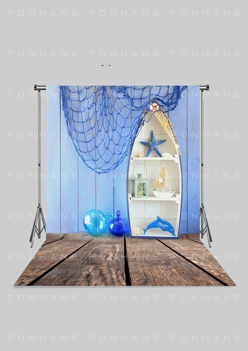 Denizci Temalı Tekne Detaylı  Zeminli Çocuk Kumaş Fotoğraf Fonu( 2X2,5 MT)