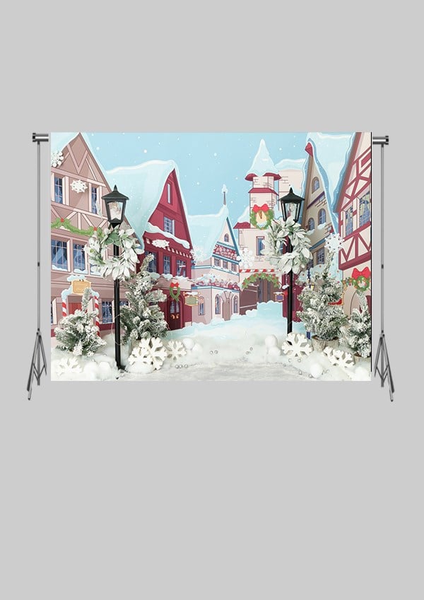KATLANIR KIRIŞMAZ KUMAŞ - 2 EN 1.5 MT BOY - Kış Sokağı ve Yılbaşı Noel - FABRIC BACKDROP - Stüdyo Fonu