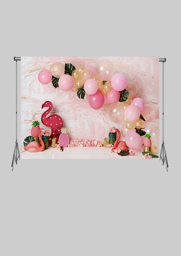 KATLANIR KIRIŞMAZ KUMAŞ - 2 EN 1.5 MT BOY - Çocuk Fonu - Pembe Flamingo ve Balonlar
