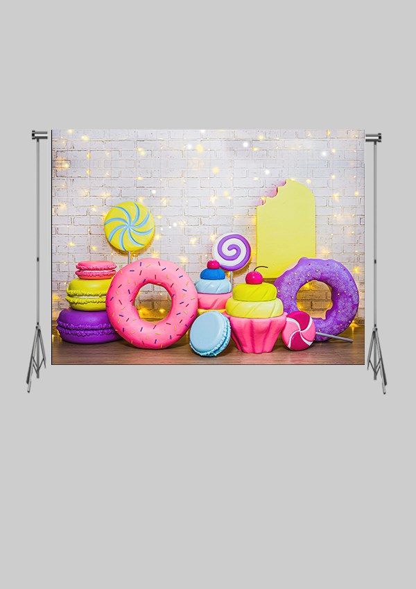KATLANIR KIRIŞMAZ KUMAŞ - 2 EN 1.5 MT BOY - Çocuk Fonu - Donut ve Şekerlemeler - FABRIC BACKDROP - Stüdyo Fonu