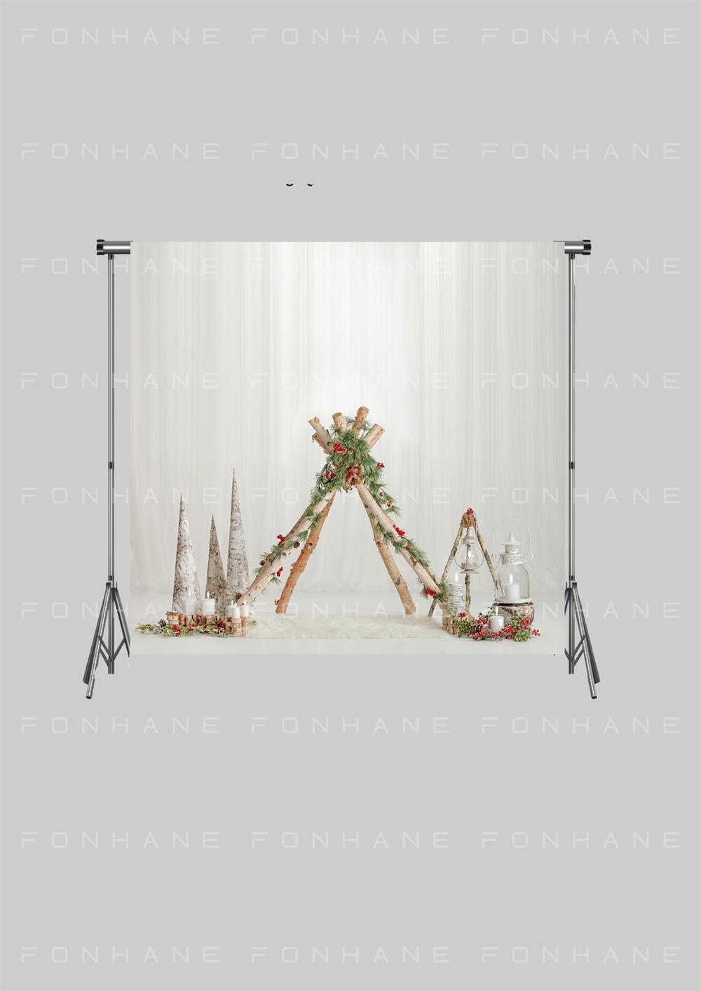 Kütük Çadır ve Mum Dekorlar Zeminsiz Çocuk Kumaş Fotoğraf Fonu( 2X1.5 MT)