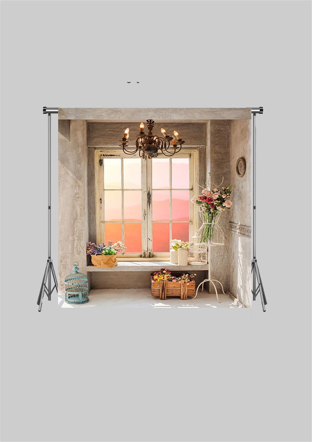 Pencere Önünde Dekor Süsler Zeminsiz Yetişkin Kumaş Fotoğraf Fonu( 3X2,5 MT)